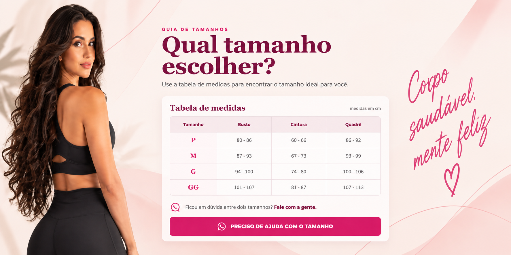 Guia de tamanhos MM Moda Fitness